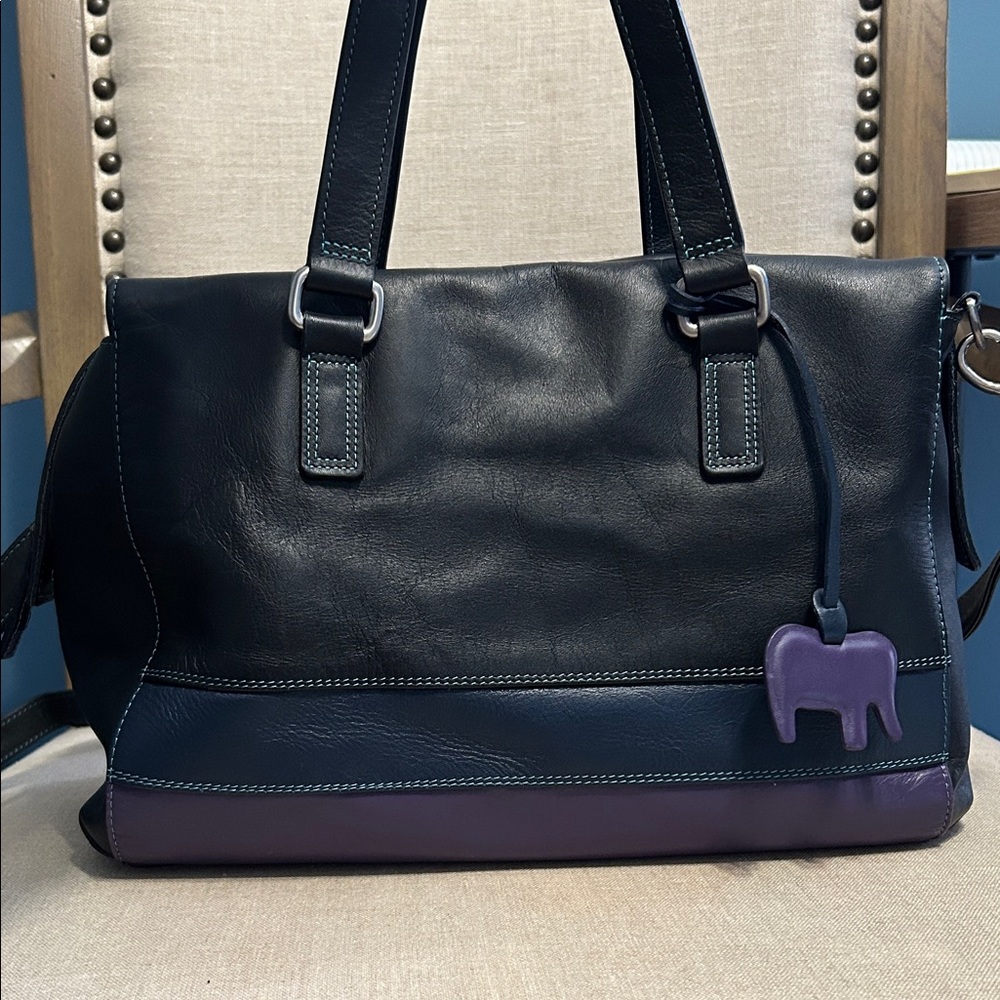 MyWalit Vintage Black and Purple Leather Bag